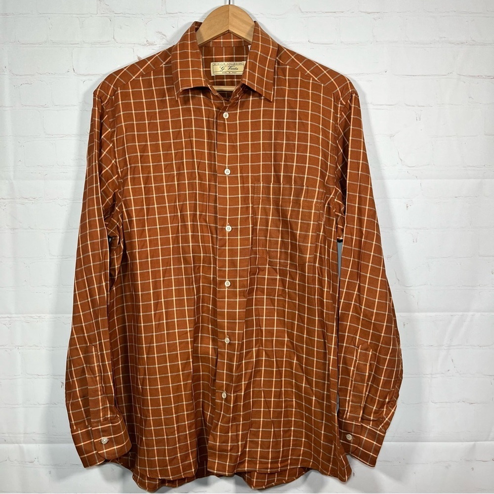 G Vasta Biella Collezioni 100% Cotton Plaid Shirt Made in Italy Mens 16 / 41